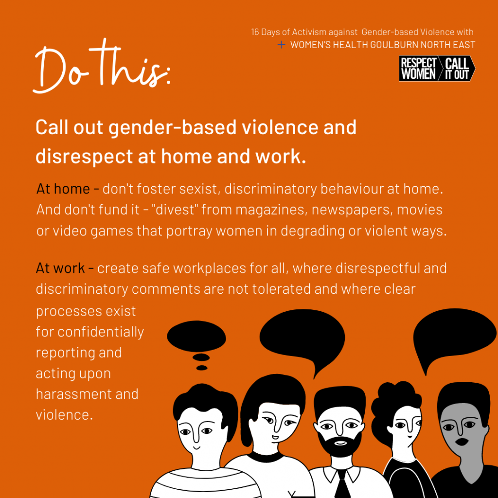 16 Days Of Activism Call Out Gender Based Violence At Home And Work Women S Health Goulburn North East